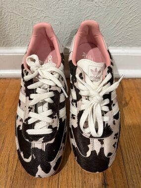 Adidas Originals Pink & Brown Cow Print Samba Women's Sneakers